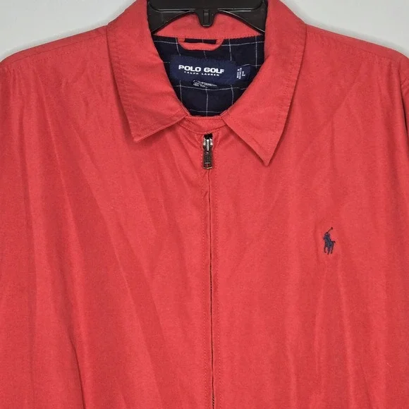 Vtg Polo Golf Ralph‎ Lauren L Red Harrington Jacket Bomber Windbreaker Full Zip